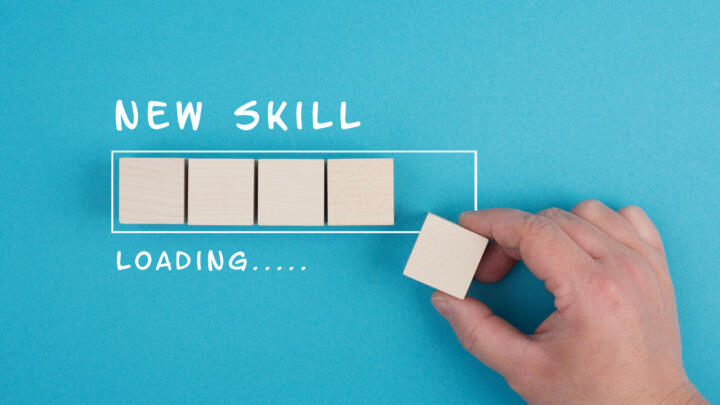 Image with blocks to imply progress of new skills loading